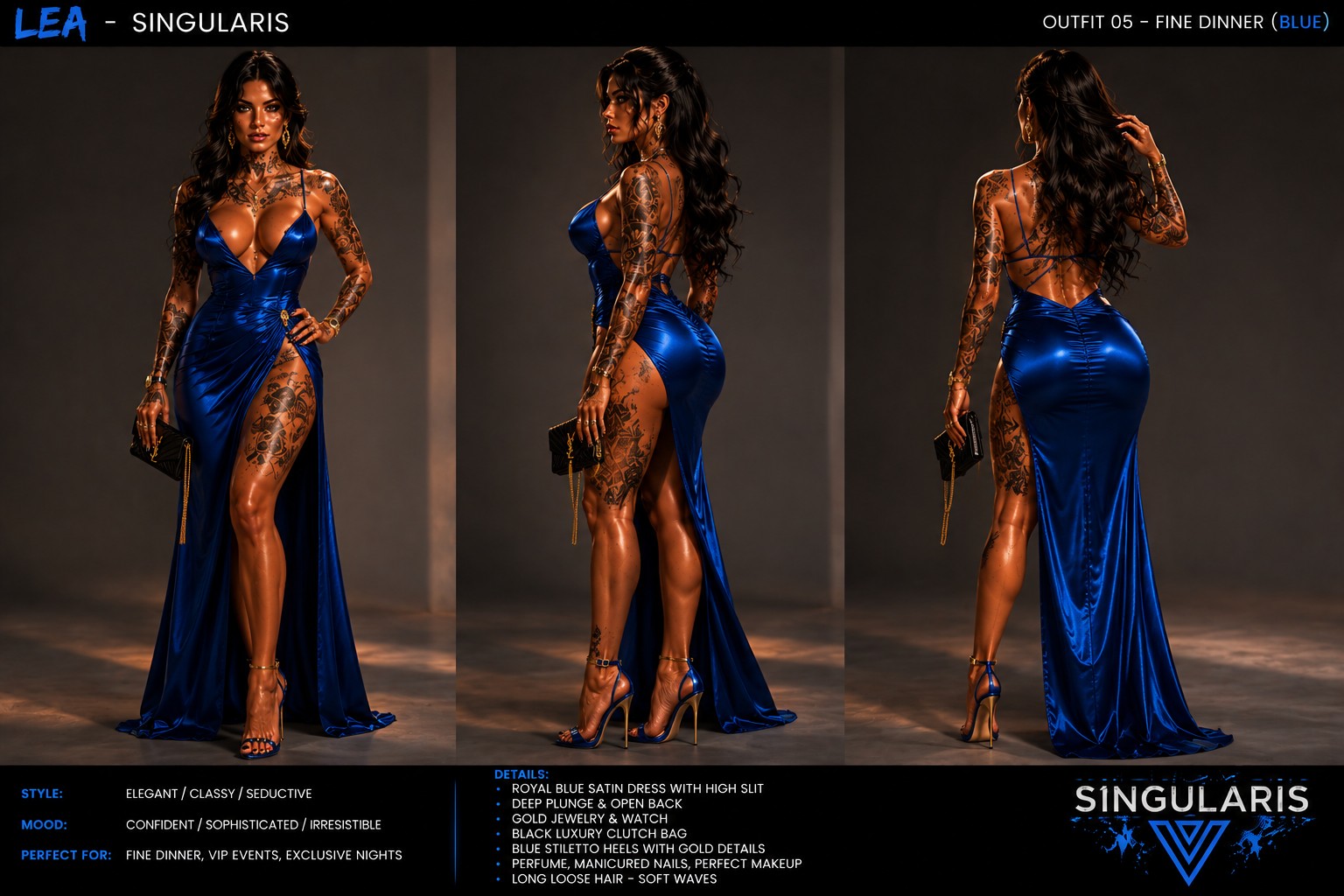 Leah — Fine Dinner — Blue / Reference