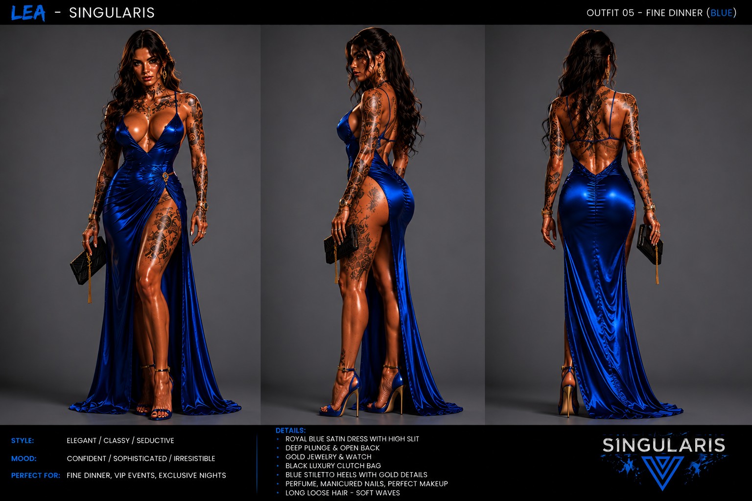 Leah — Fine Dinner — Blue / Reference